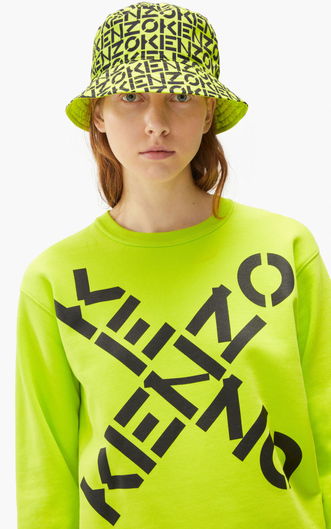 Kenzo Sport Big X Sweatshirt Light Green For Womens 8236NFCJZ